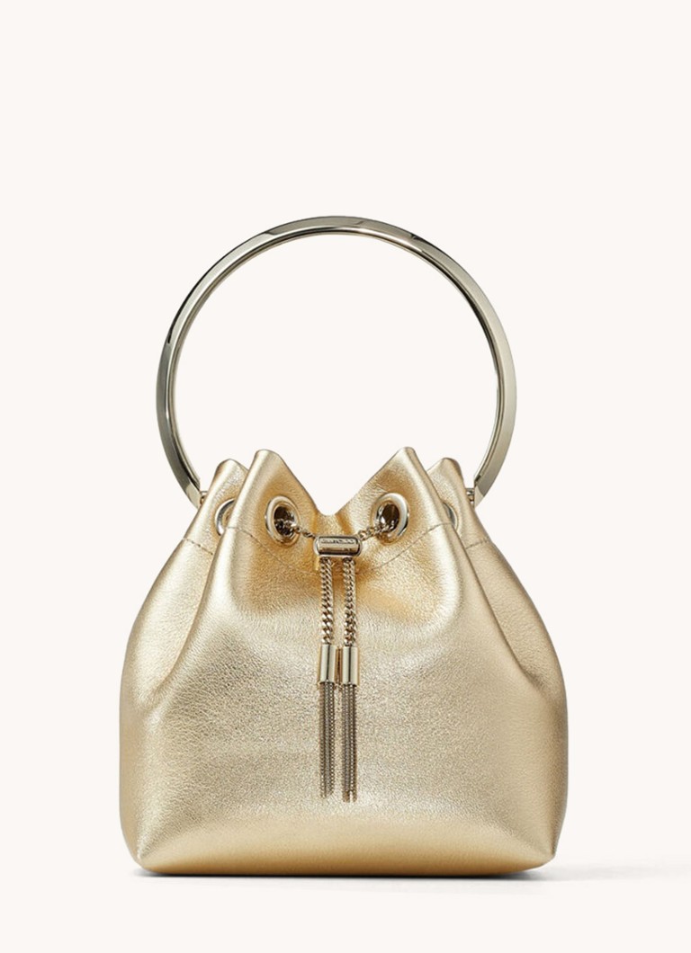 Jimmy Choo Dames Bon Bon Mini handtas van lamsleer in de kleur Goud