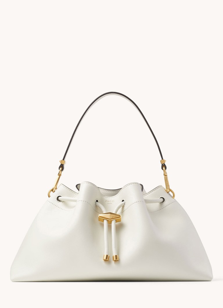 Jimmy Choo Dames Cinch M schoudertas van kalfsleer in de kleur Wit