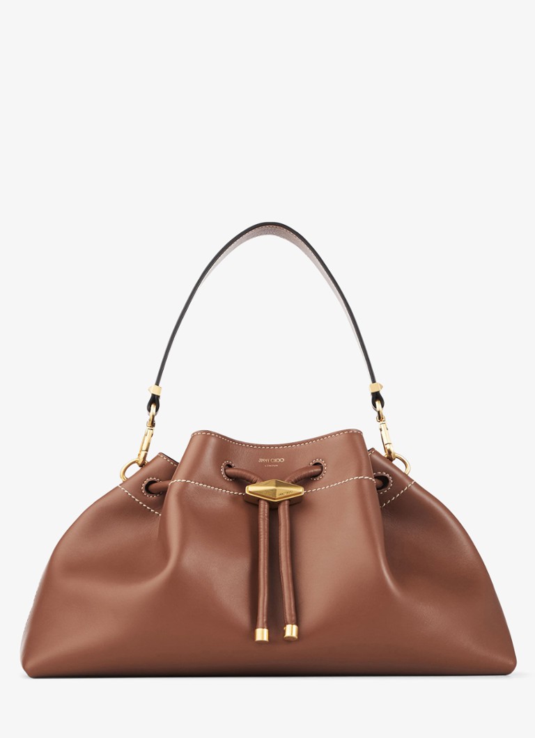 Jimmy Choo Dames Cinch M schoudertas van kalfsleer in de kleur Bruin