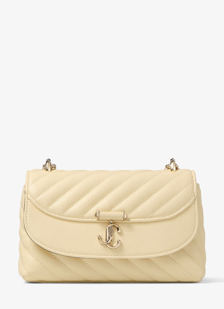 Jimmy Choo Dames Curve S schoudertas van lamsleer in de kleur Creme