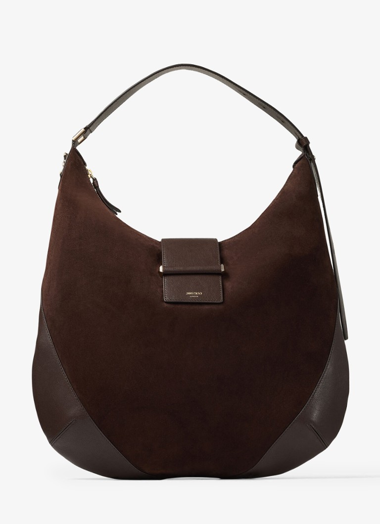 Jimmy Choo Dames Bar Hobo/M schoudertas van suède in de kleur Donkerbruin