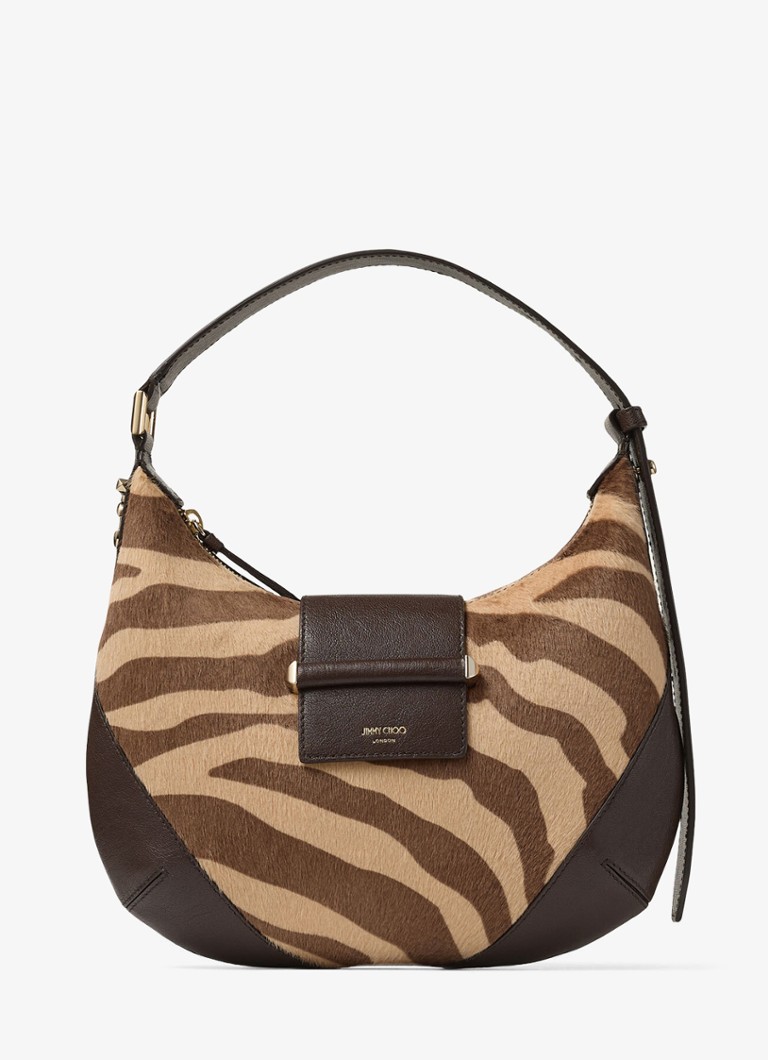 Jimmy Choo Dames Bar Hobo/S schoudertas van kalfsleer met ponyhair in de kleur Bruin