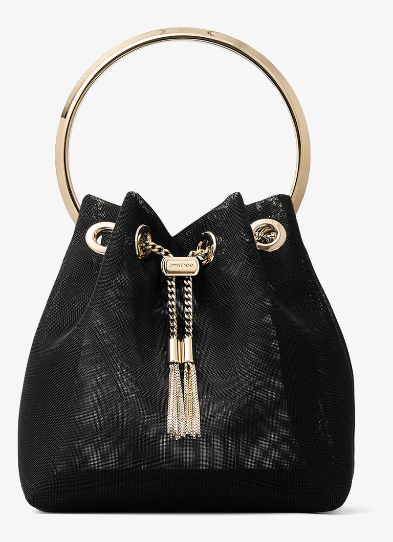 Jimmy Choo Dames Bon Bon handtas van mesh in de kleur Zwart
