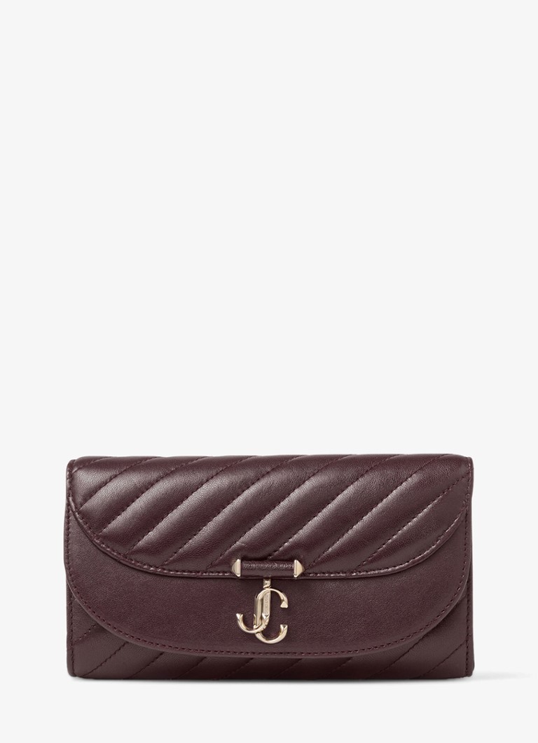 Jimmy Choo Dames Curve clutch van lamsleer met afneembare schouderriem in de kleur Deep Merlot