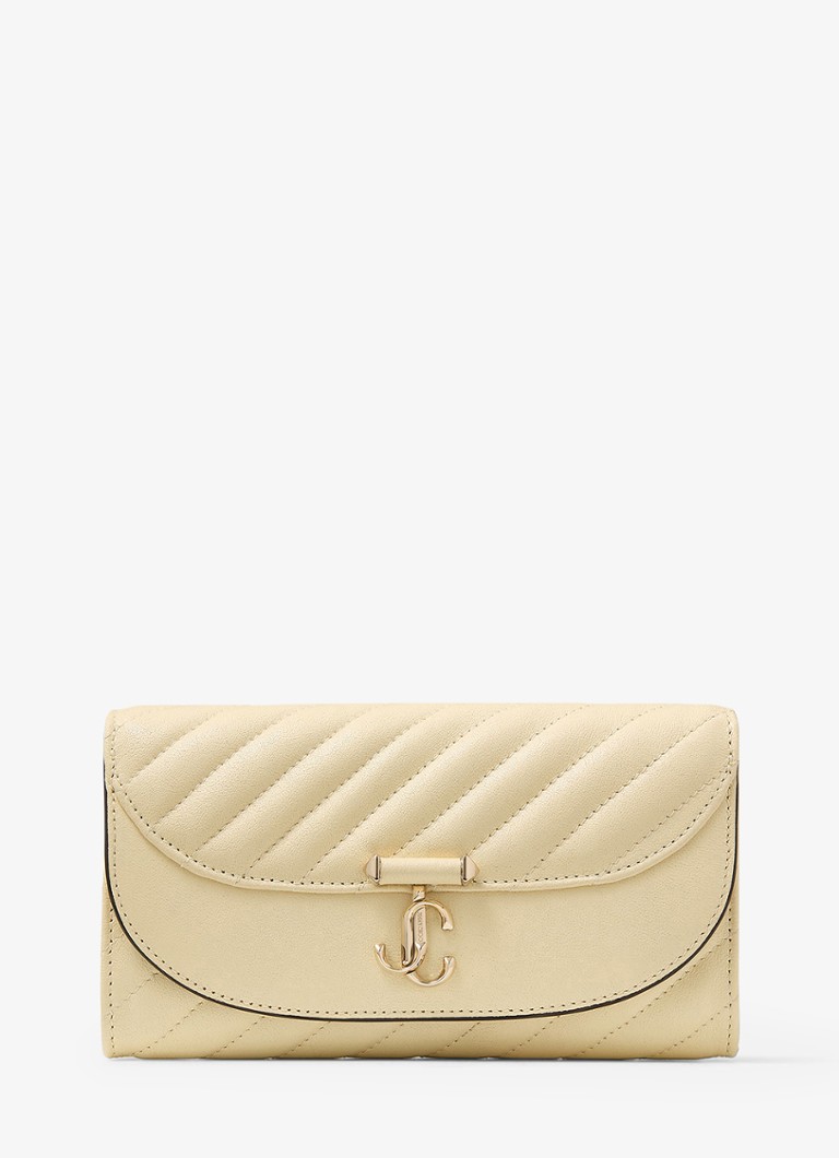 Jimmy Choo Dames Curve clutch van lamsleer met afneembare schouderriem in de kleur Creme
