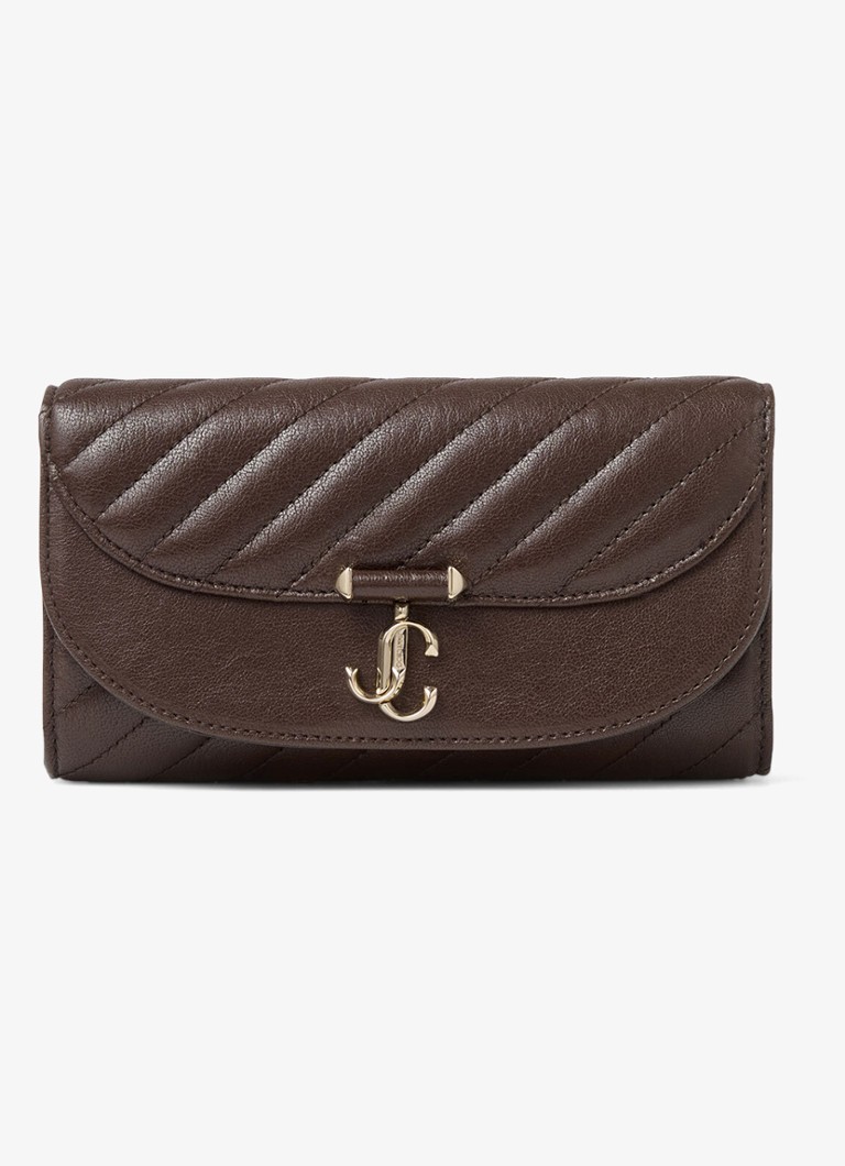 Jimmy Choo Dames Curve clutch van lamsleer met afneembare schouderriem in de kleur Donkerbruin