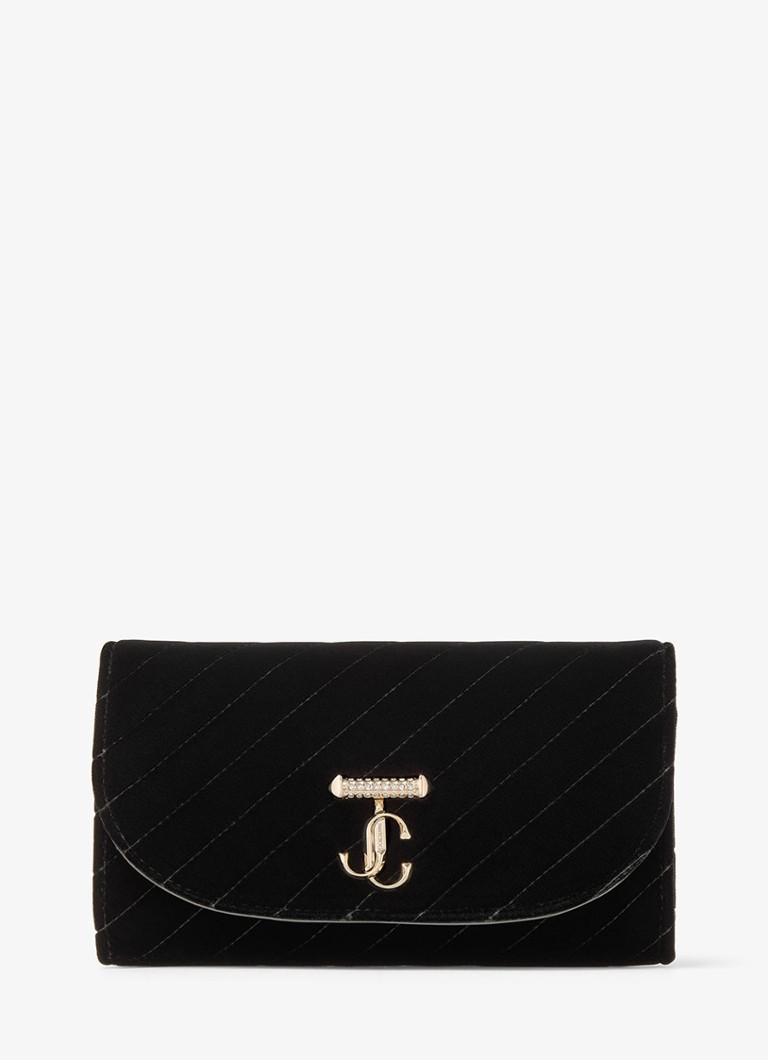 Jimmy Choo Dames Curve clutch van fluweel met afneembare schouderriem in de kleur Zwart