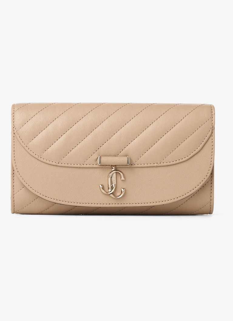 Jimmy Choo Dames Curve clutch van lamsleer met afneembare schouderriem in de kleur Beige