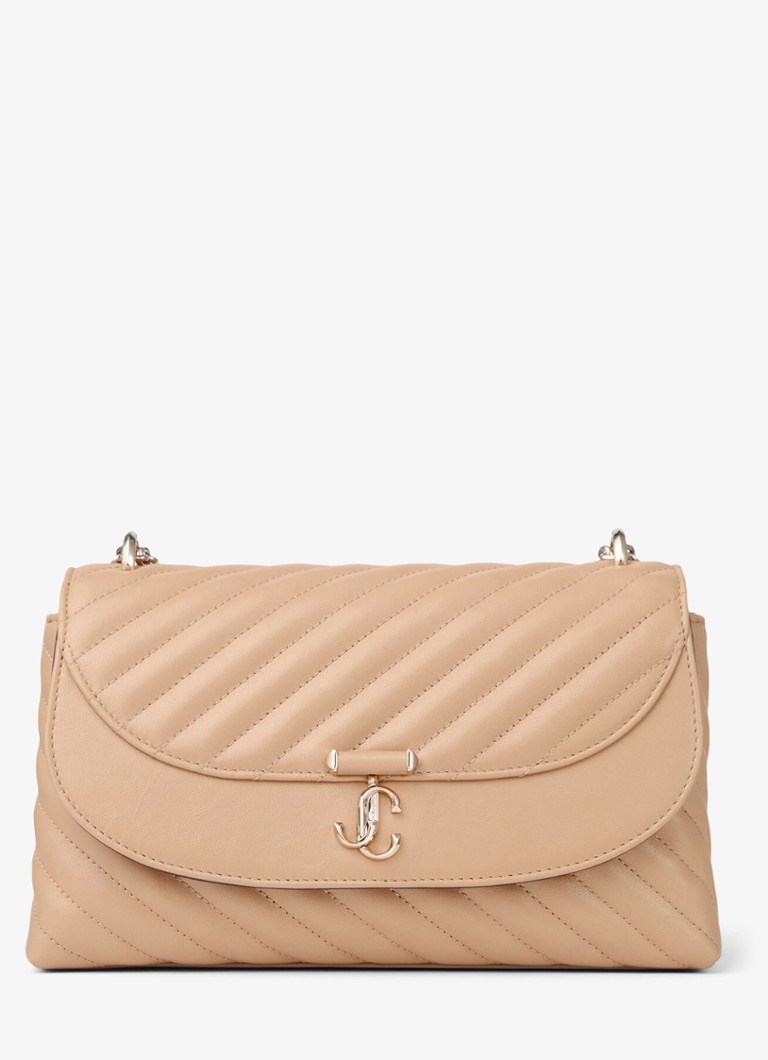 Jimmy Choo Dames Curve M crossbodytas van lamsleer in de kleur Beige