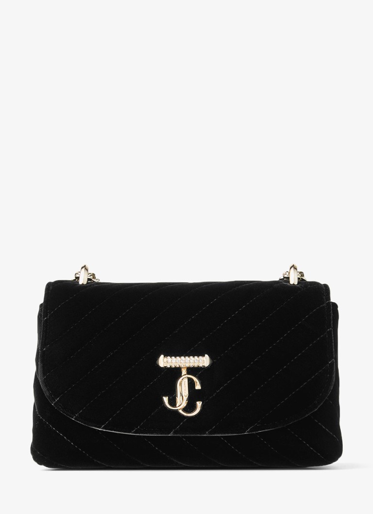 Jimmy Choo Dames Curve S crossbodytas van fluweel in de kleur Zwart