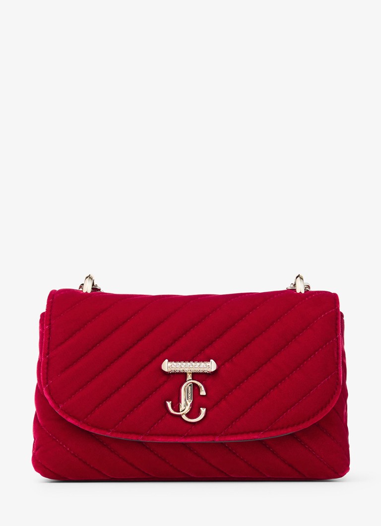 Jimmy Choo Dames Curve Xbody/S crossbodytas van fluweel in de kleur Rood