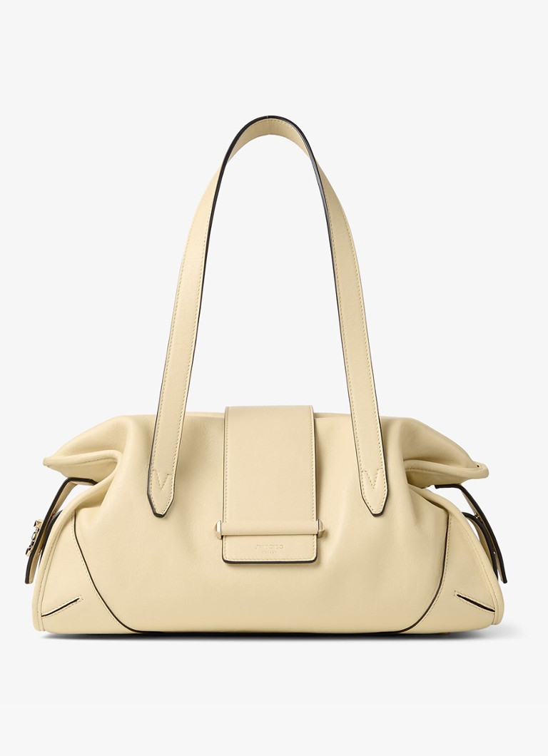 Jimmy Choo Dames Bar Holdall Medium schoudertas van lamsleer in de kleur Gebroken wit