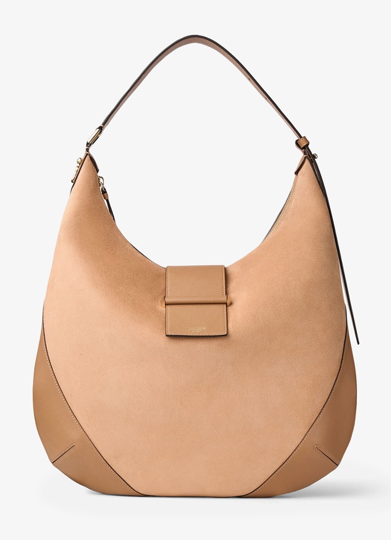 Jimmy Choo Dames Bar Hobo/M schoudertas van suède in de kleur Lichtbruin