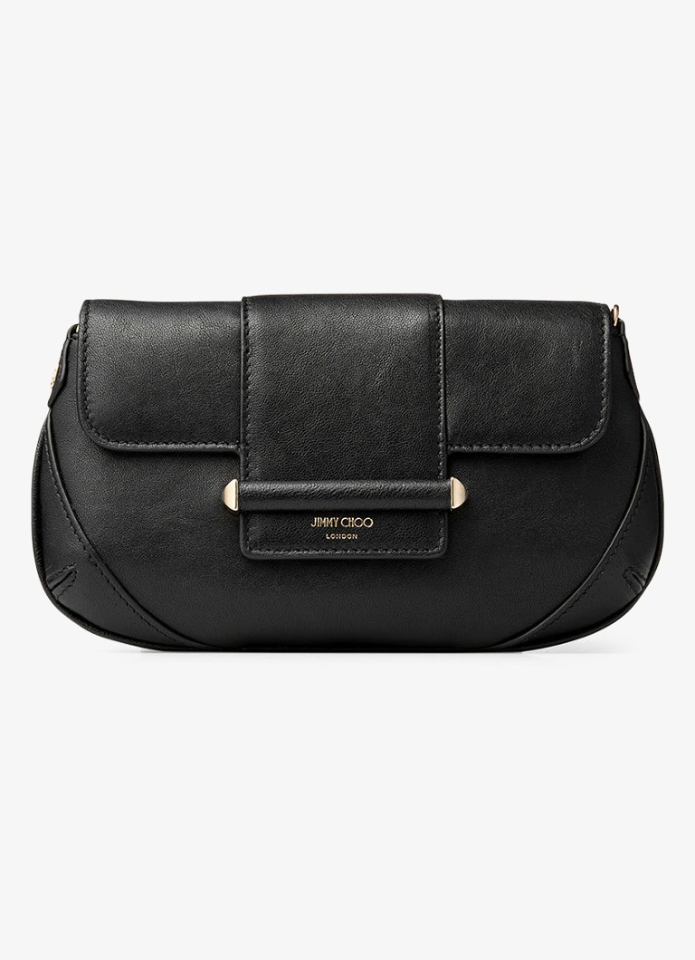 Jimmy Choo Dames Bar Wallet/Chain crossbodytas van lamsleer in de kleur Zwart