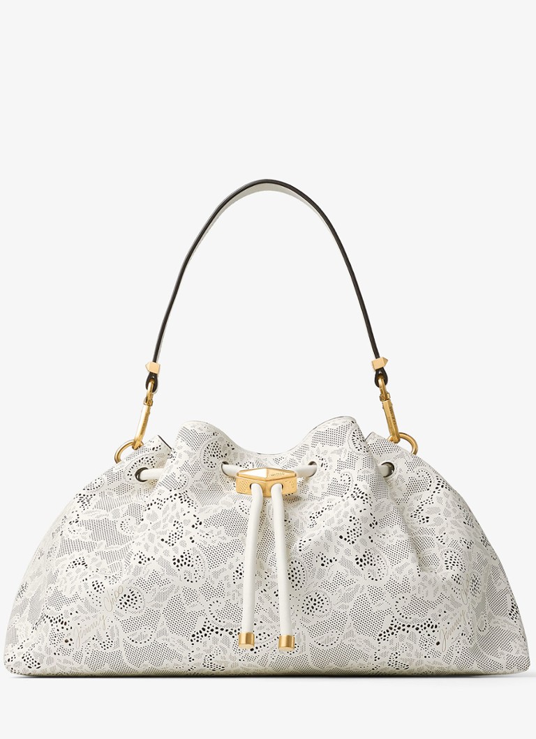 Jimmy Choo Dames Cinch M schoudertas van kalfsleer in de kleur Wit