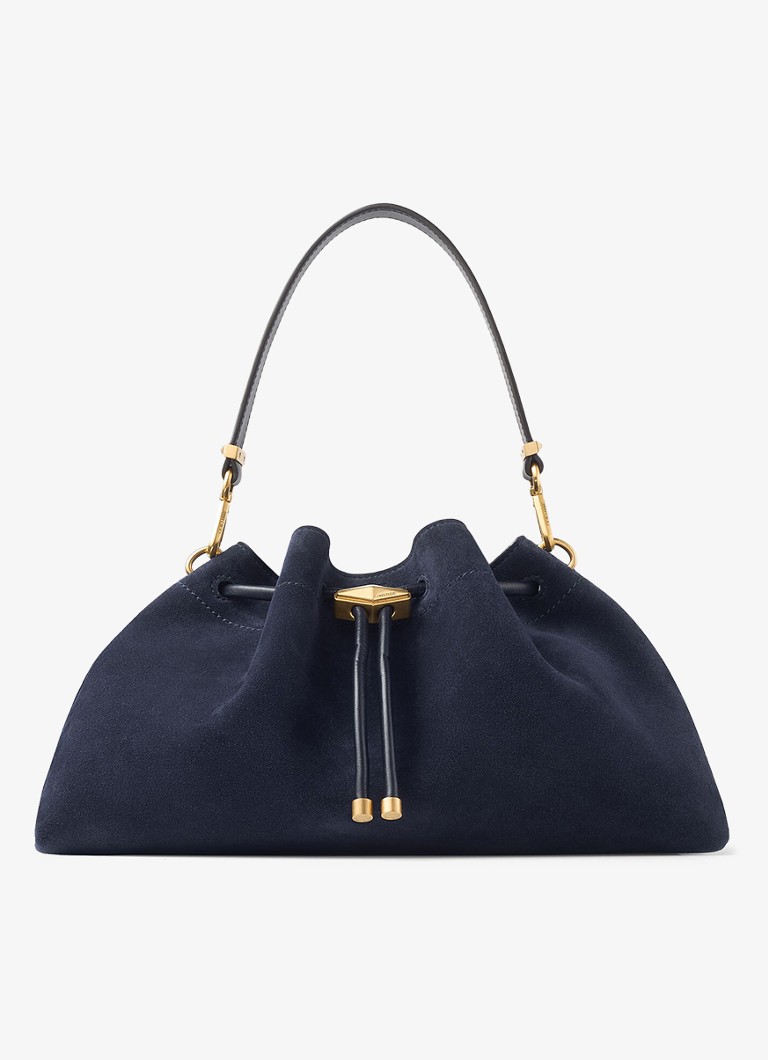 Jimmy Choo Dames Cinch M schoudertas van kalfssuède met afneembare schouderriem in de kleur Donkerblauw