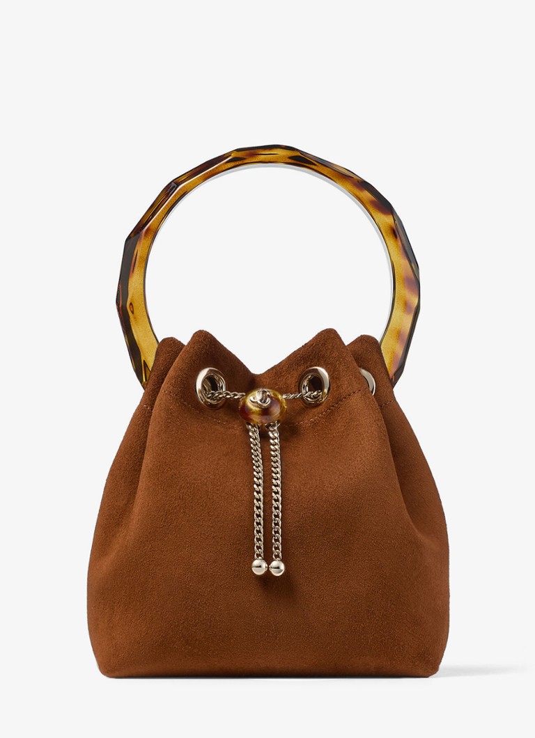 Jimmy Choo Dames Bon Bon handtas van geitensuède in de kleur Bruin