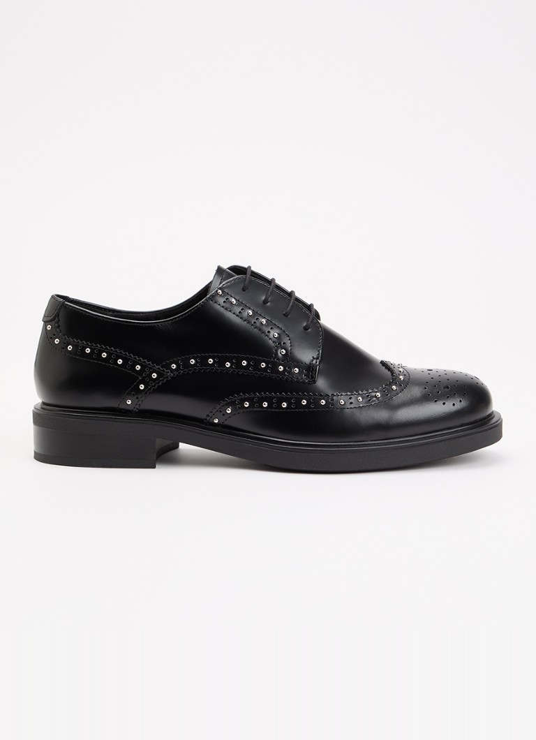 Vagabond Shoemakers Dames Freya veterschoen van leer met studs in de kleur Zwart, maat: 36