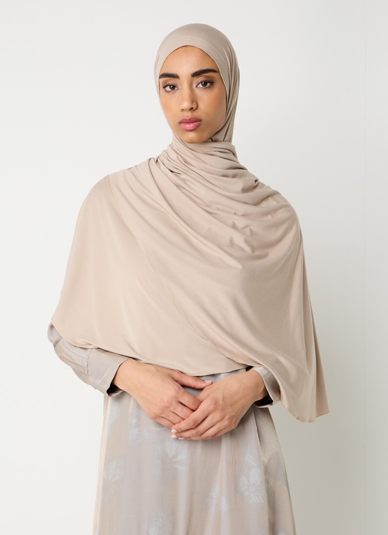 LES Atelier Dames Bamboo Jersey hoofddoek 180 x 82 cm in de kleur Taupe, maat: ONE SIZE
