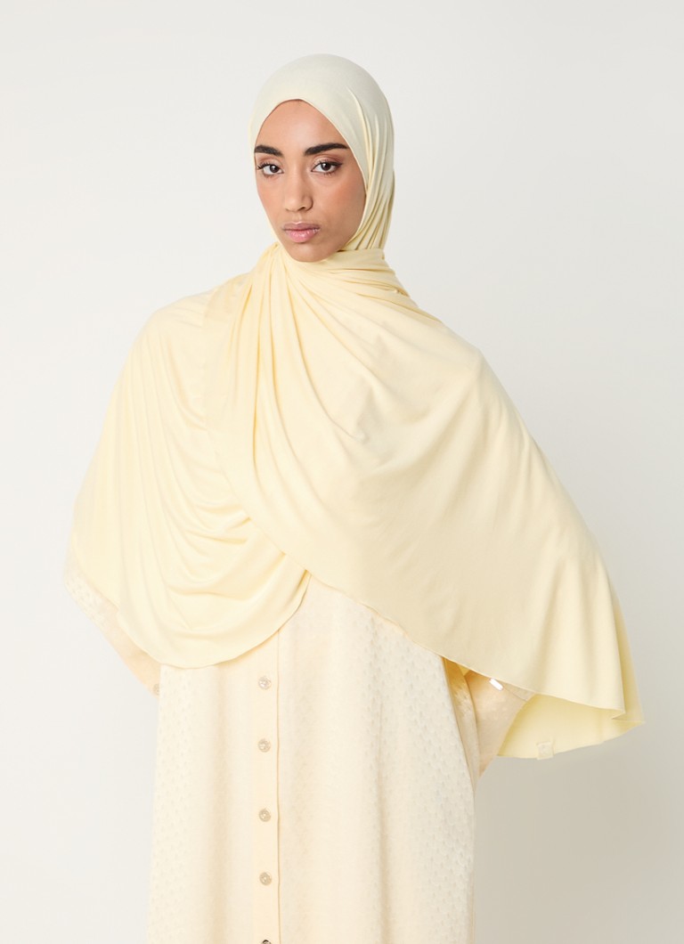LES Atelier Dames Bamboo Jersey hoofddoek 180 x 82 cm in de kleur Lichtgeel, maat: ONE SIZE