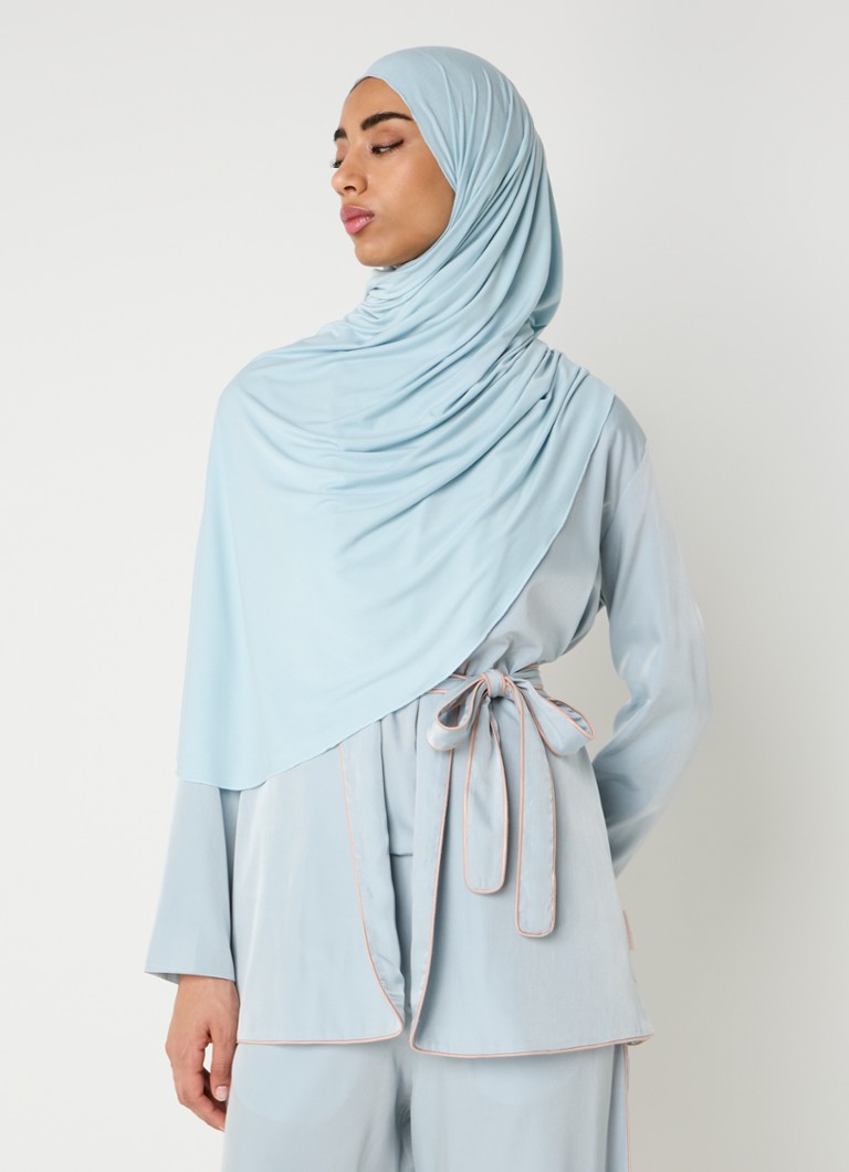 LES Atelier Dames Bamboo Jersey hoofddoek 180 x 82 cm in de kleur Lichtblauw, maat: ONE SIZE