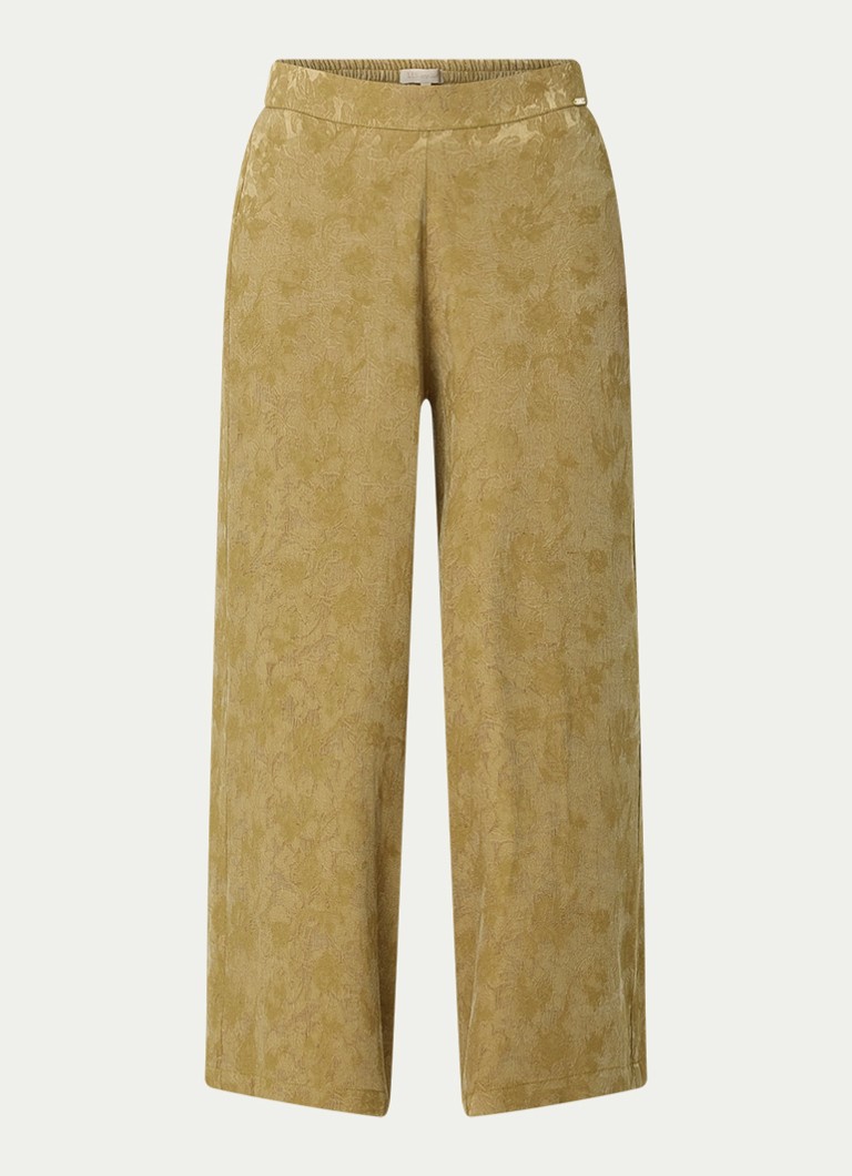 LES Atelier Dames Alma pantalon met print in de kleur Mosterd, maat: xl