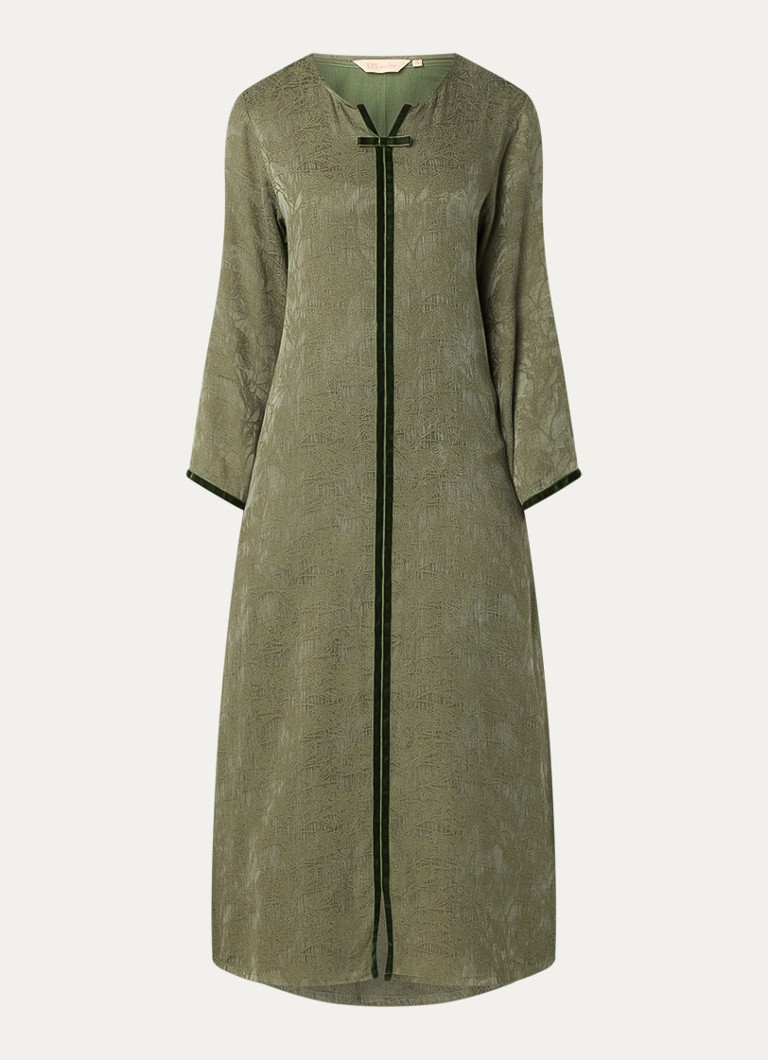 LES Atelier Dames Rana maxi jurk met jacquard dessin in de kleur Bronsgroen, maat: XL