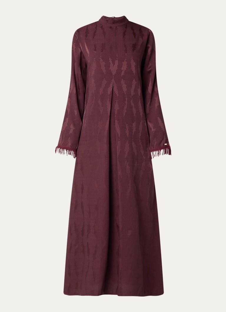 LES Atelier Dames Soraya maxi jurk met print in de kleur Bordeauxrood, maat: xl