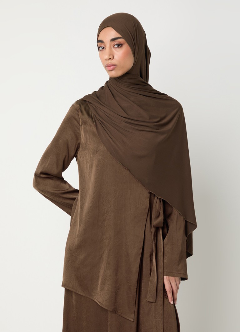LES Atelier Dames Hoofdoek met logo 180 x 80 cm in de kleur Donkerbruin, maat: ONE SIZE