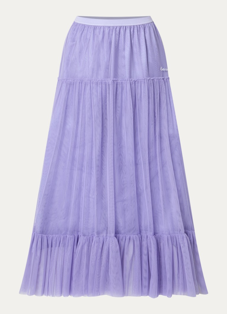 LES Atelier Dames Dana maxi rok van mesh met logoborduring in de kleur Lila, maat: XS