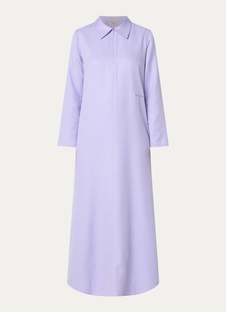 LES Atelier Dames Maria maxi jurk met kraag en halve rits in de kleur Lila, maat: XS