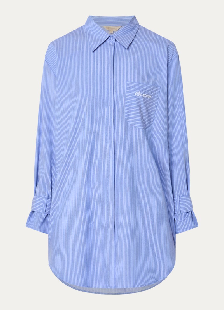 LES Atelier Dames Salmia blouse met borstzak en streepprint in de kleur Blauw, maat: L