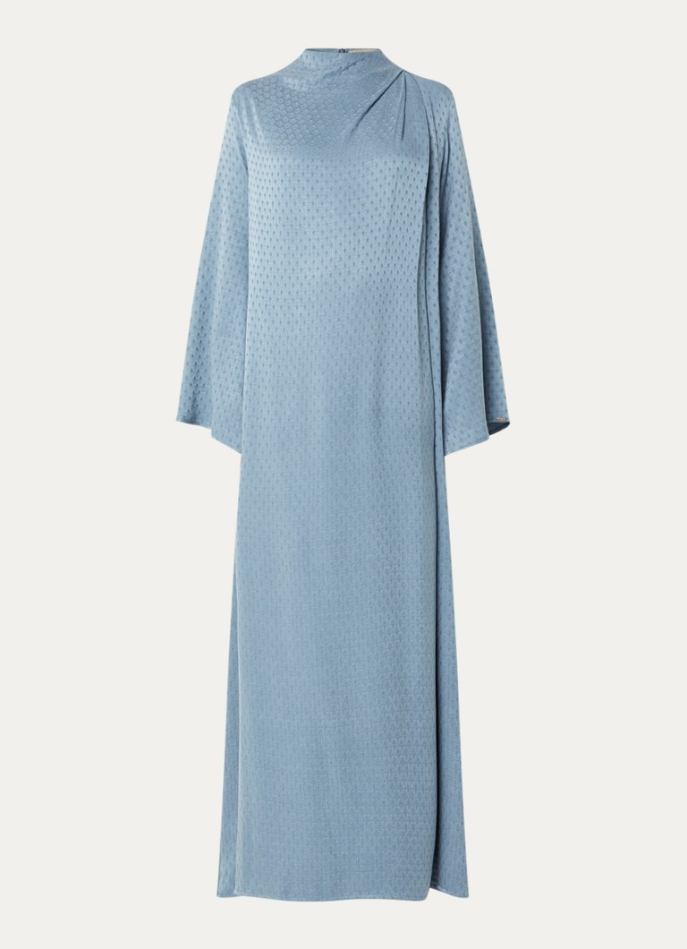 LES Atelier Dames Zineb maxi jurk met structuur in de kleur Staalblauw, maat: XL