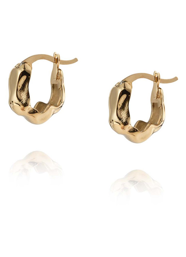 Mockberg Dames Wavy Bolded Small oorringen MB0169 in de kleur Goud, maat: ns