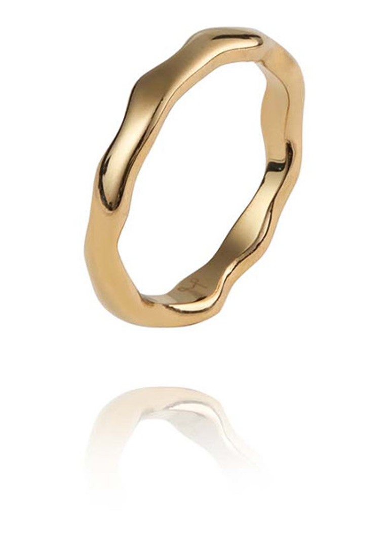 Mockberg Dames Wavy Petite ring MB0133 in de kleur Goud, maat: 52MM