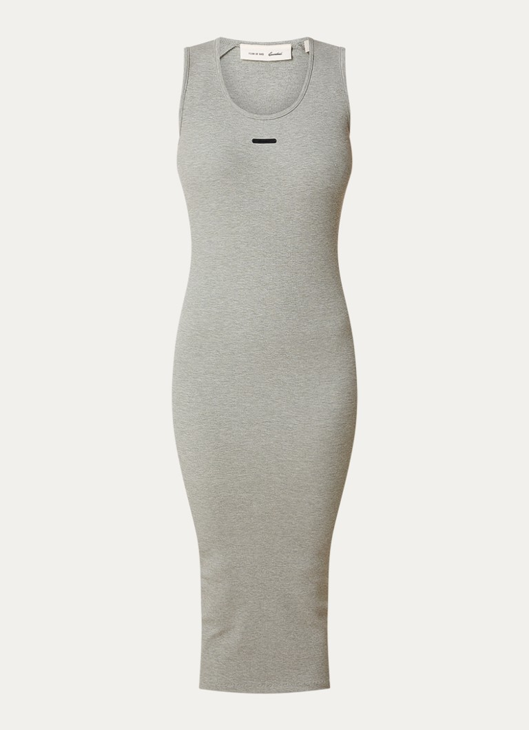 Fear of God Essentials Dames Midi jurk met ronde hals in de kleur Lichtgrijs, maat: S