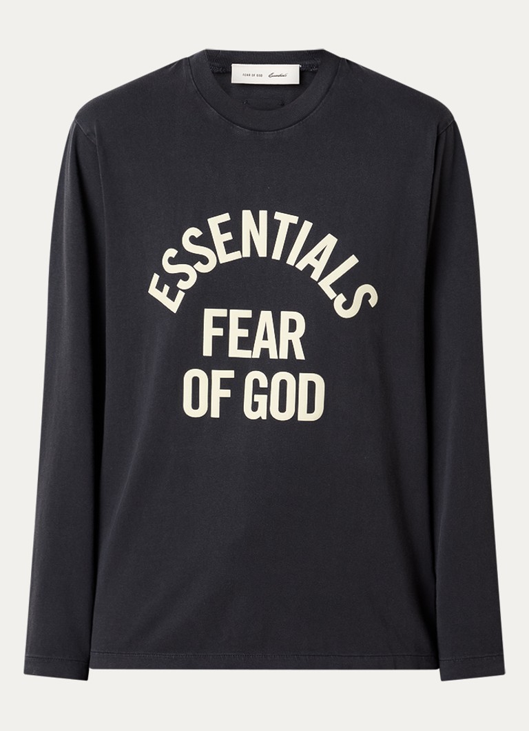 Fear of God Essentials Dames Longsleeve met logoprint in de kleur Antraciet, maat: XS