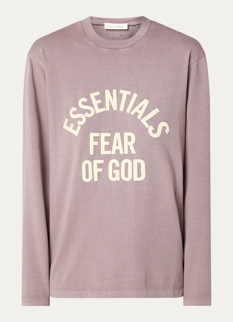 Fear of God Essentials Dames Longsleeve met logoprint in de kleur Taupe, maat: L