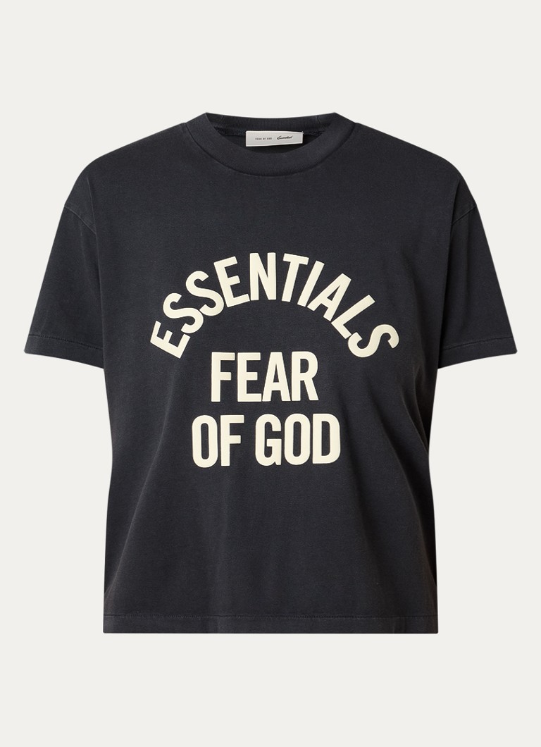 Fear of God Essentials Dames T-shirt met logoprint in de kleur Antraciet, maat: L