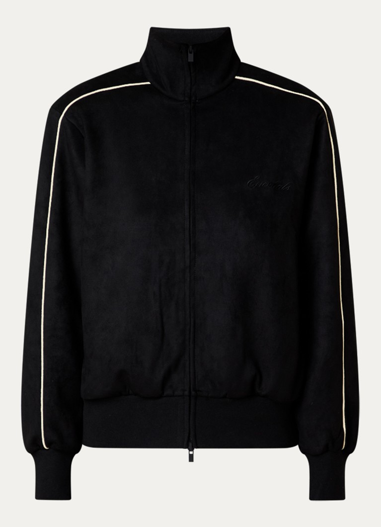 Fear of God Essentials Dames Sweatvest met logo en steekzakken in de kleur Zwart, maat: L