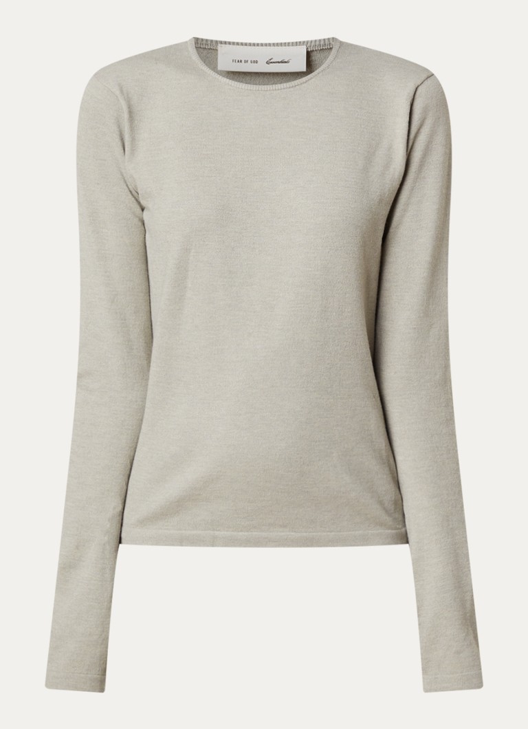 Fear of God Essentials Dames Fijngebreide pullover met ronde hals in de kleur Lichtgrijs, maat: S