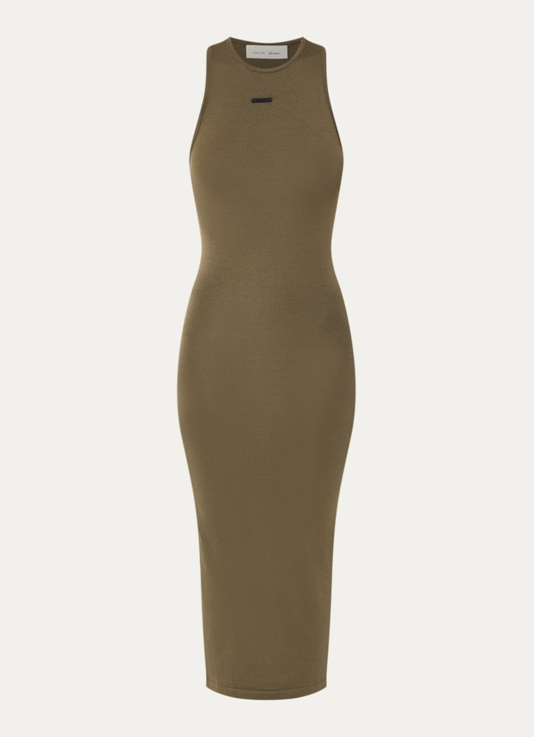 Fear of God Essentials Dames Maxi jurk met racerback in de kleur Bronsgroen, maat: M