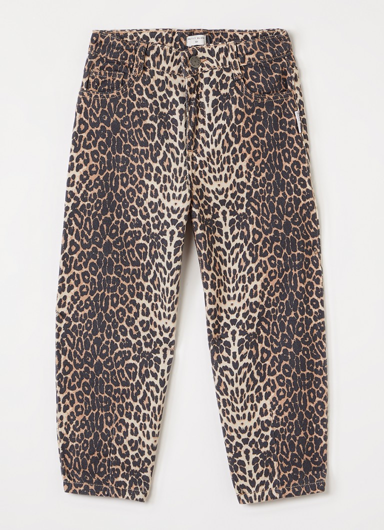 Petit Blush Meisjes Balloon jeans met panterprint in de kleur Camel, maat: 8Y=128