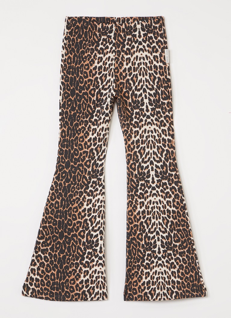 Petit Blush Meisjes Bowie flared fit legging met panterprint in de kleur Zwart, maat: 6Y=116