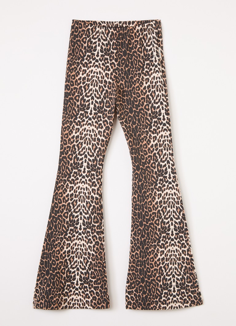 Petit Blush Meisjes Bowie flared fit legging met panterprint in de kleur Zwart, maat: 4Y=104