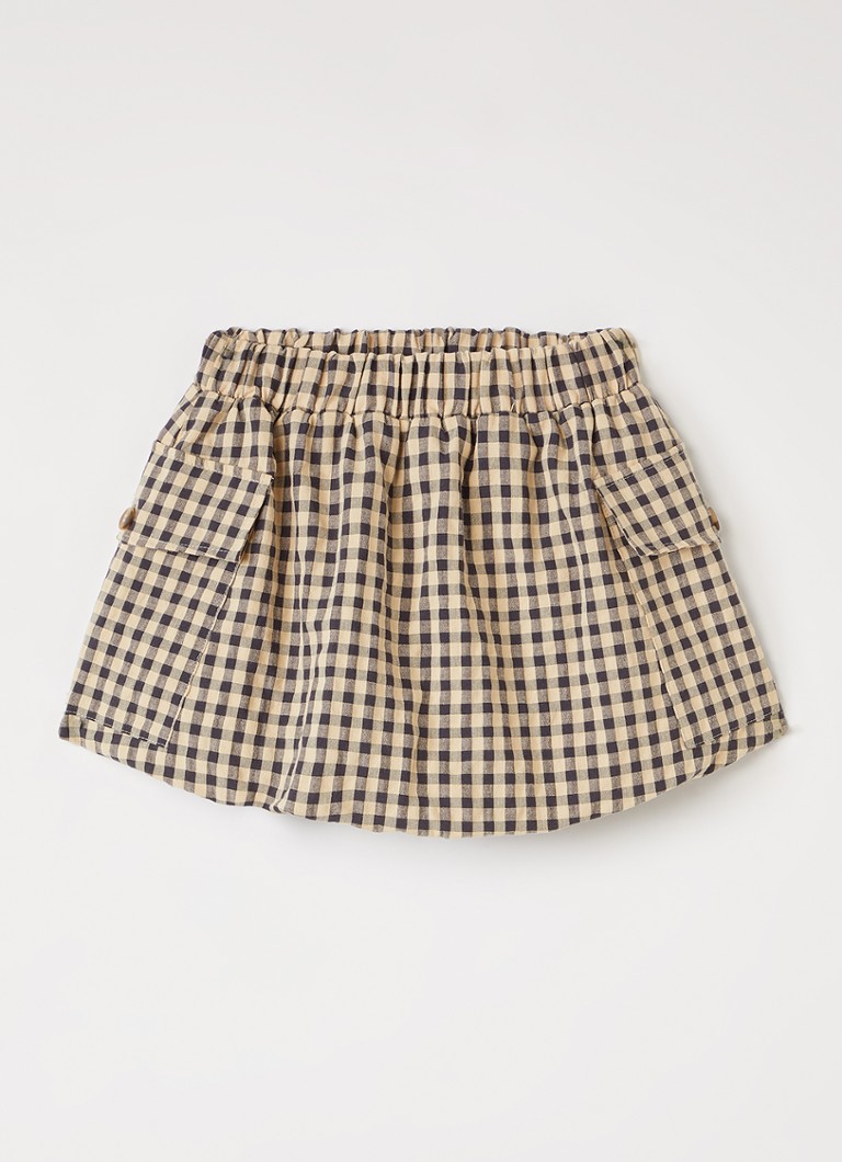 Petit Blush Meisjes Cargo rok met ruitdessin in de kleur Beige, maat: 8Y=128