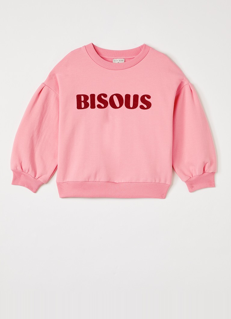 Petit Blush Meisjes Easy sweater met print in de kleur Roze, maat: 10Y=140