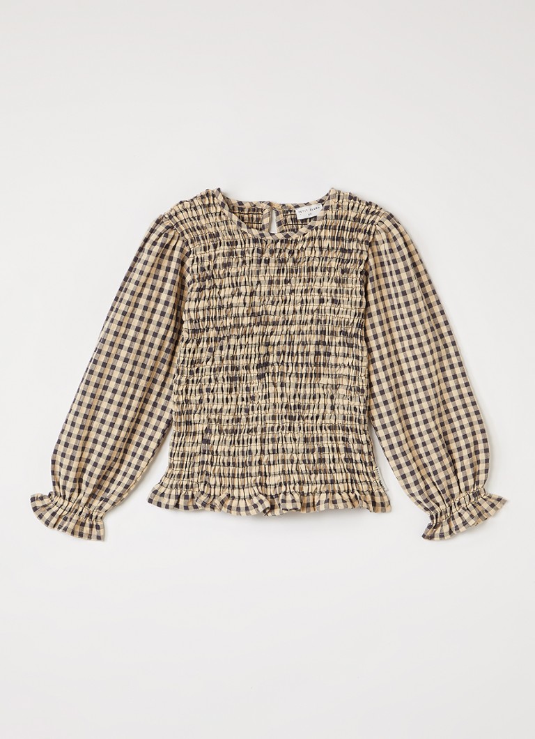 Petit Blush Meisjes Flow top met smockwerk in de kleur Beige, maat: 6Y=116