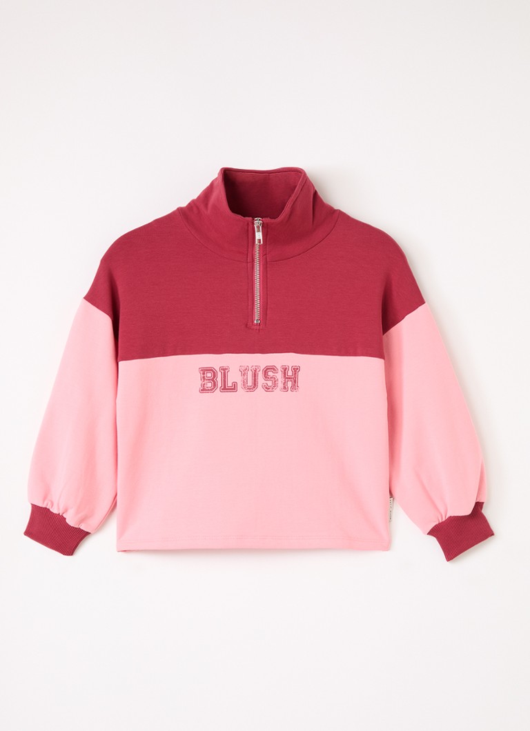 Petit Blush Meisjes Blush sweater met halve rits in de kleur Roze, maat: 6Y=116