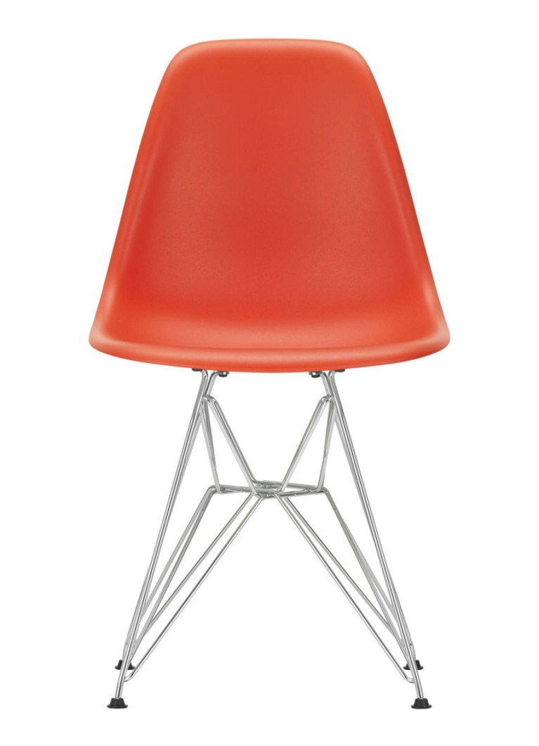 Vitra Eames DSR stoel verchroomd onderstel Rood